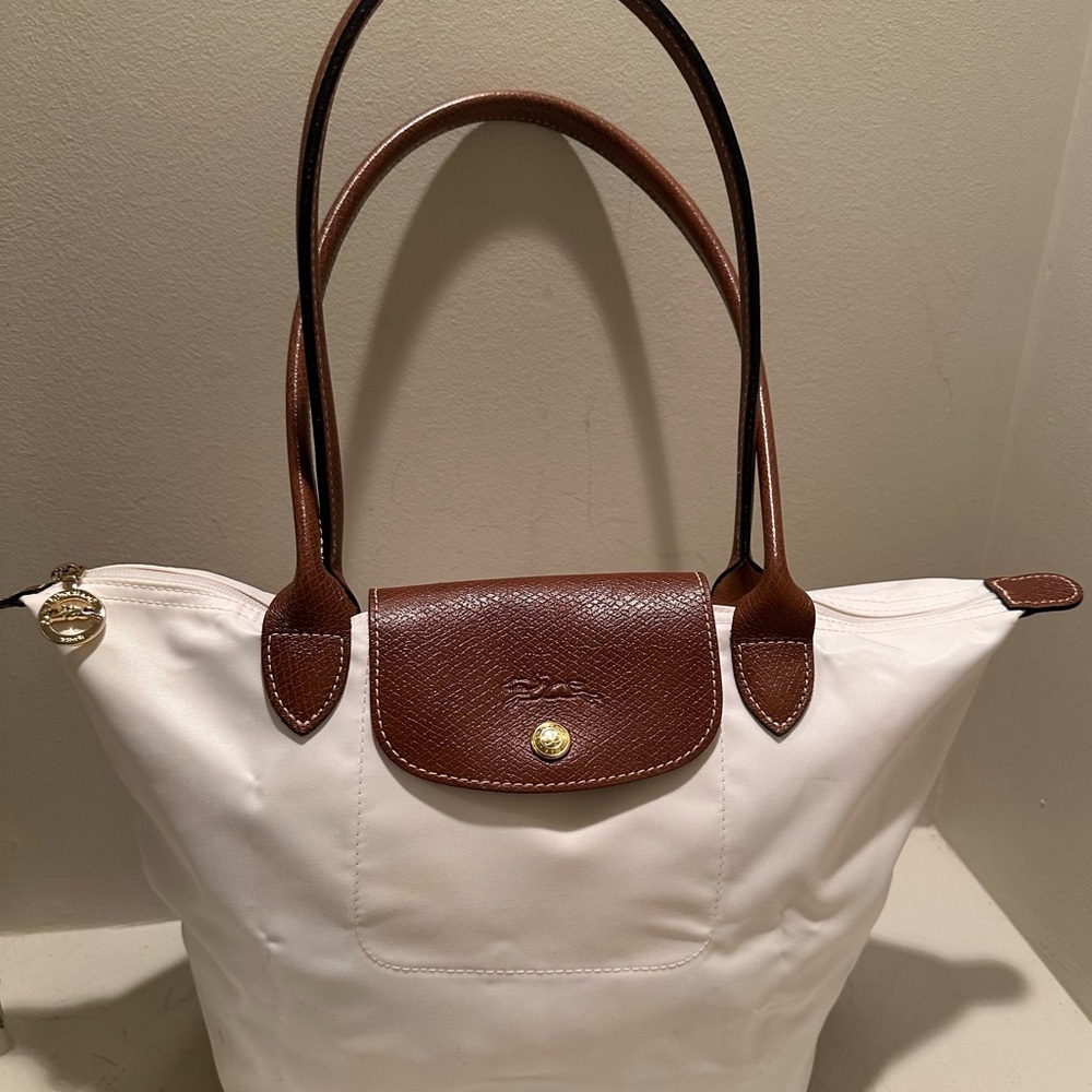 COPY - Longchamp White and Brown Tote Bag